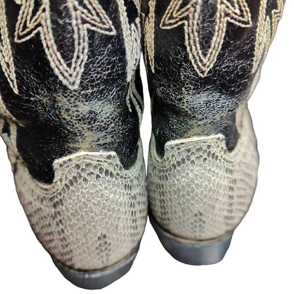 Honcho Cowboy Boots Snakeskin Embossed Leather Western Black Gray - Picture 14 of 16